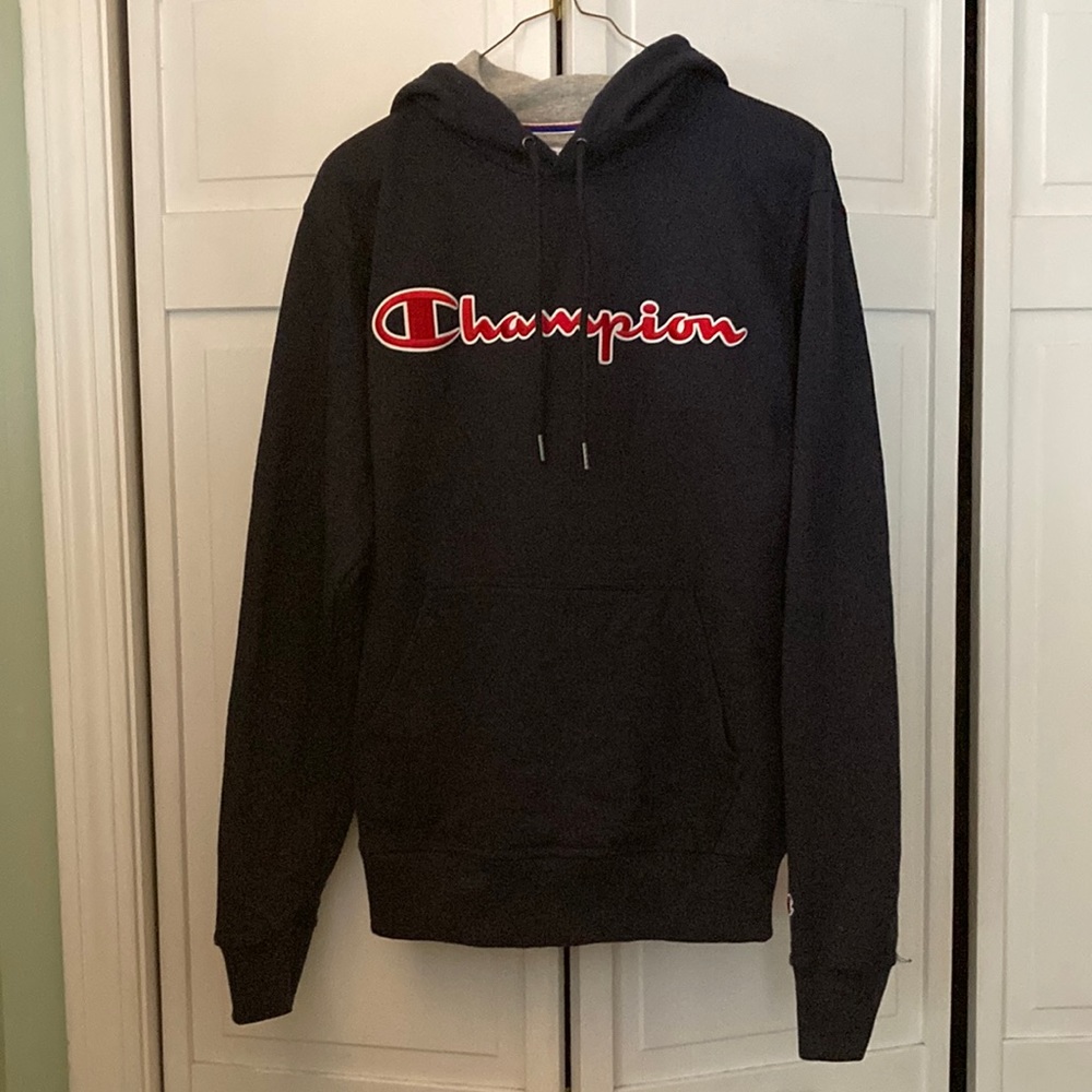 Champion Mens Small Hooded Sweatshirt -Size Small - Navy